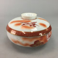 Japanese Porcelain Lidded Bowl Vtg Kobachi Red Crane Plum Blossom Floral PT245