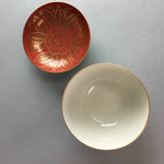 Japanese Porcelain Lidded Bowl Vtg Mino ware Gold-Painted White Red QT16