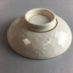 Japanese Porcelain Lidded Bowl Vtg Mino ware Gold-Painted White Red QT16