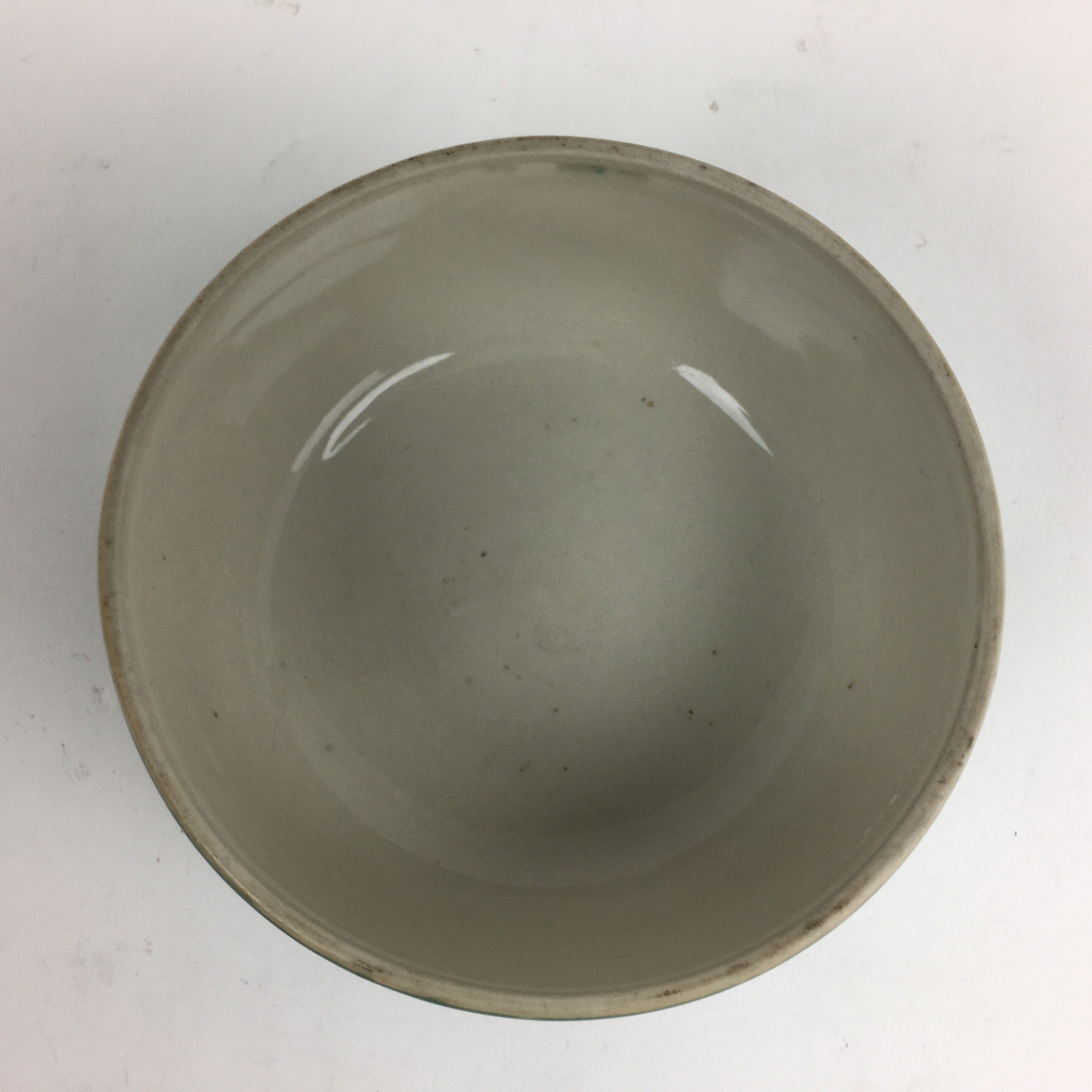 Japanese Porcelain Lidded Pot Vtg Green Color Bowl White Flower PP880