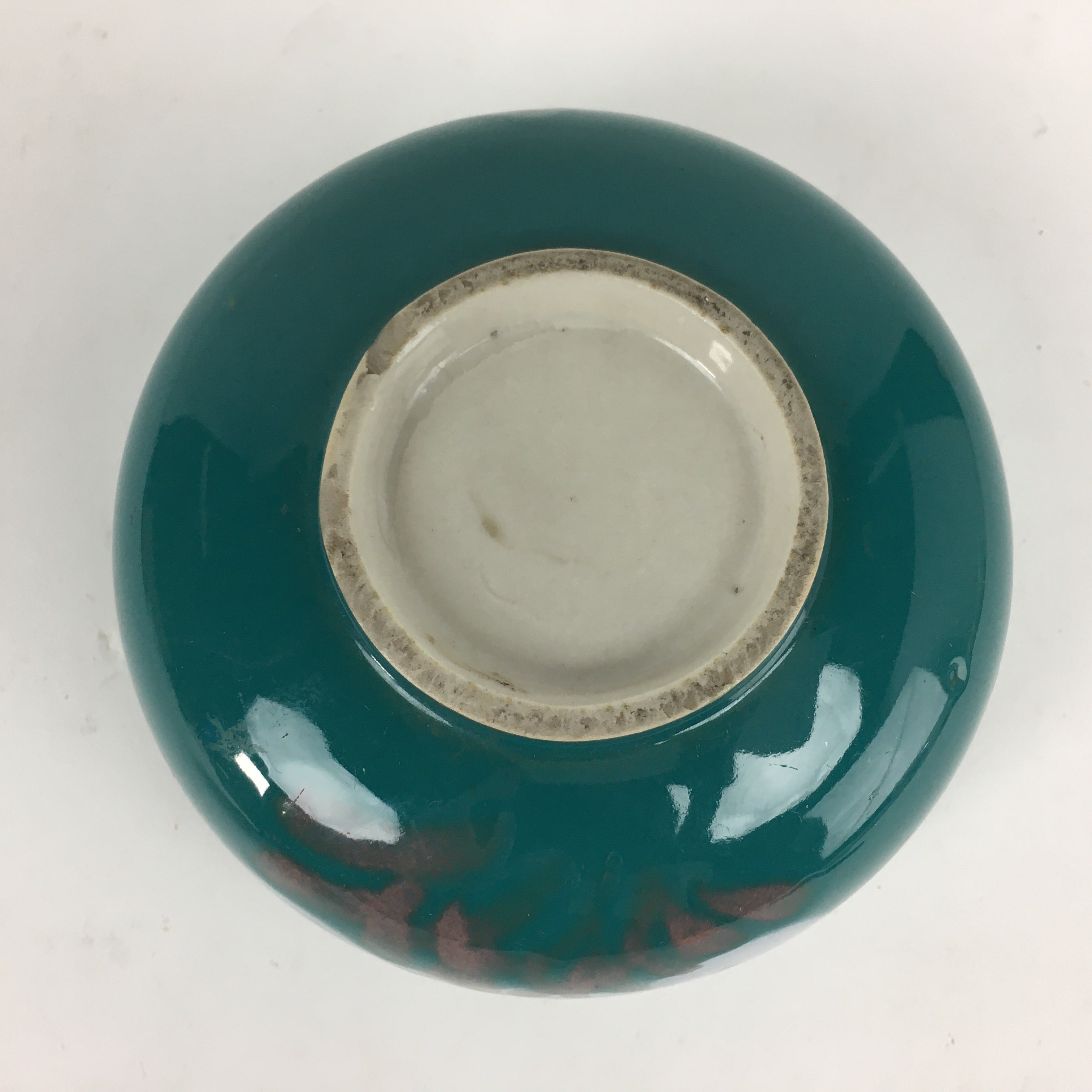 Japanese Porcelain Lidded Pot Vtg Green Color Bowl White Flower PP880