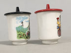 Japanese Porcelain Lidded Sake Cup 2pc Nagasaki Oura Church Christian PP412