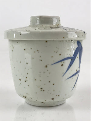 Japanese Porcelain Lidded Soup Bowl Cup Vtg Chawanmushi Blue Bamboo PY151