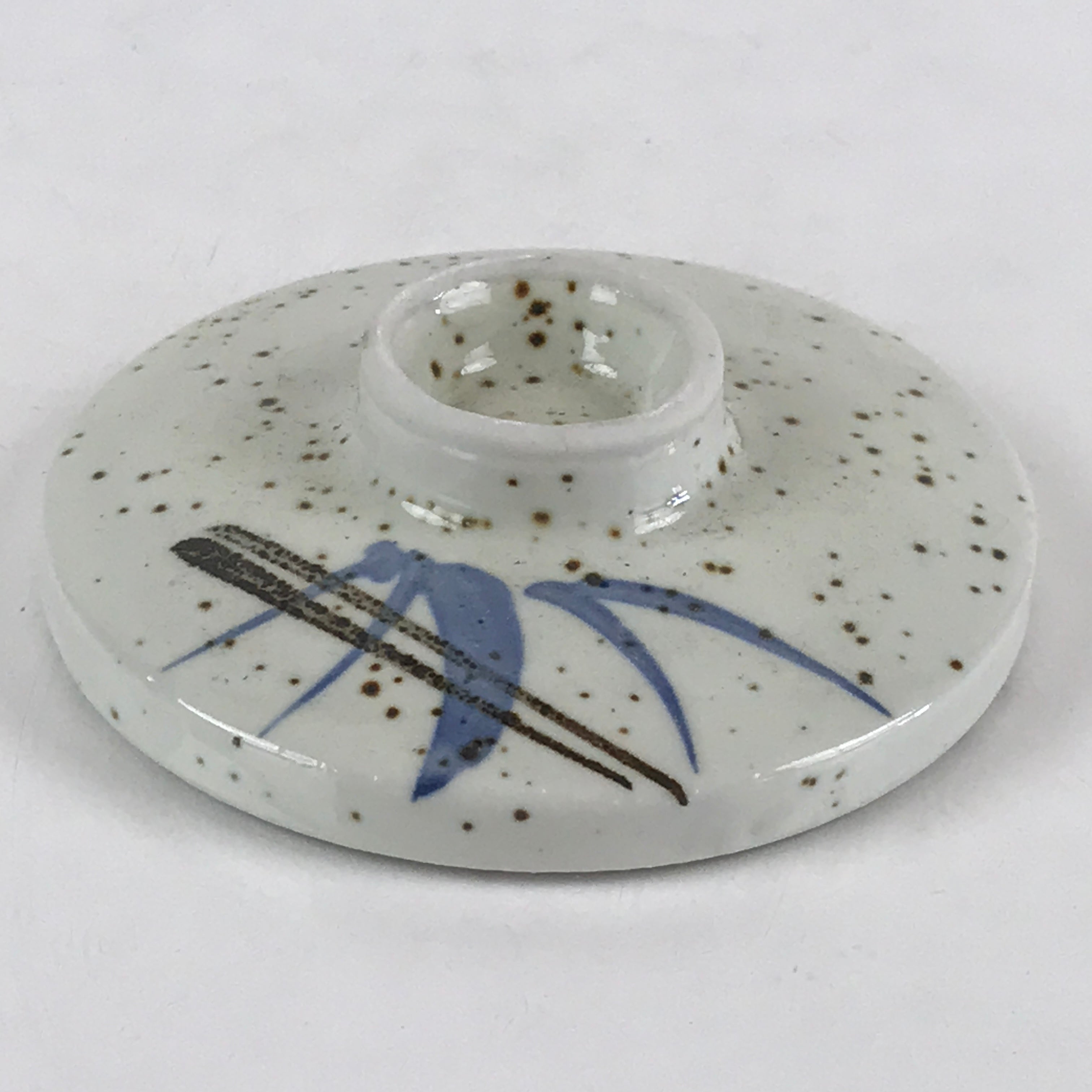 Japanese Porcelain Lidded Soup Bowl Cup Vtg Chawanmushi Blue Bamboo PY151