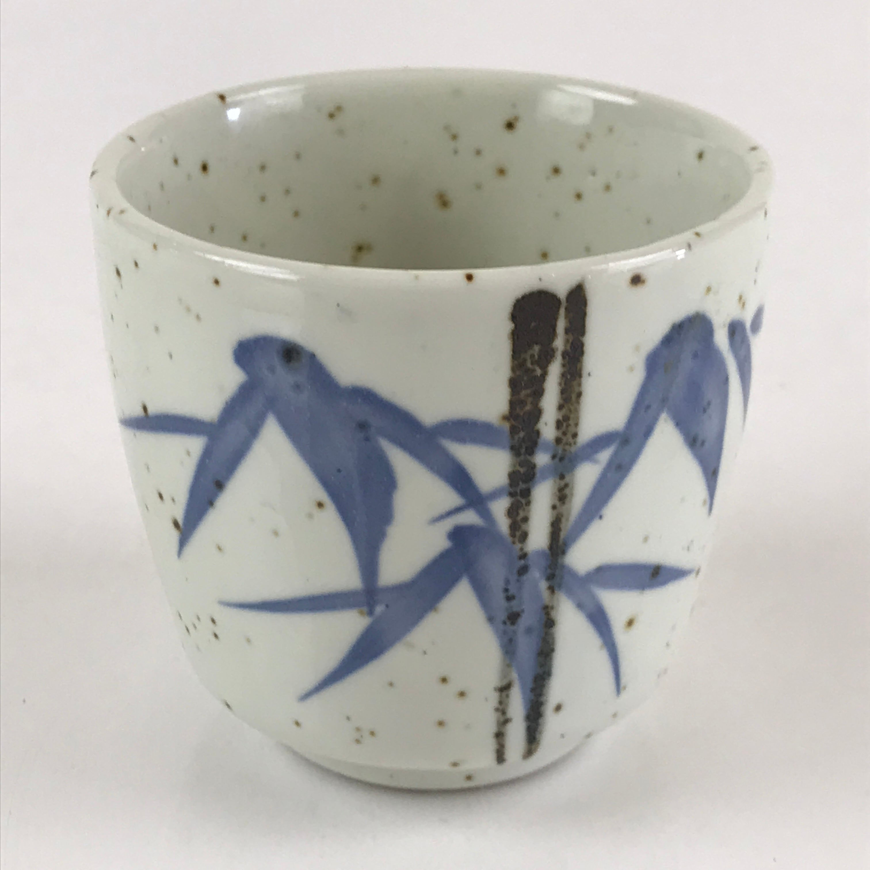 Japanese Porcelain Lidded Soup Bowl Cup Vtg Chawanmushi Blue Bamboo PY152