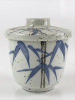 Japanese Porcelain Lidded Soup Bowl Cup Vtg Chawanmushi Blue Bamboo PY153