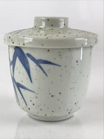 Japanese Porcelain Lidded Soup Bowl Cup Vtg Chawanmushi Blue Bamboo PY153