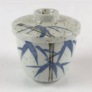 Japanese Porcelain Lidded Soup Bowl Cup Vtg Chawanmushi Blue Bamboo PY153