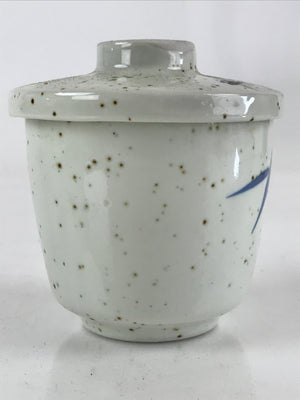 Japanese Porcelain Lidded Soup Bowl Cup Vtg Chawanmushi Blue Bamboo PY154
