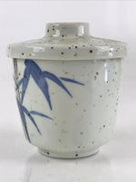 Japanese Porcelain Lidded Soup Bowl Cup Vtg Chawanmushi Blue Bamboo PY154