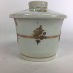 Japanese Porcelain Lidded Soup Bowl Cup Vtg Chawanmushi Red Bamboo PP527