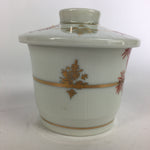 Japanese Porcelain Lidded Soup Bowl Cup Vtg Chawanmushi Red Bamboo PP527