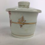 Japanese Porcelain Lidded Soup Bowl Cup Vtg Chawanmushi Red Bamboo PP528