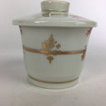 Japanese Porcelain Lidded Soup Bowl Cup Vtg Chawanmushi Red Bamboo PP531