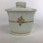 Japanese Porcelain Lidded Soup Bowl Cup Vtg Chawanmushi Red Bamboo PP532