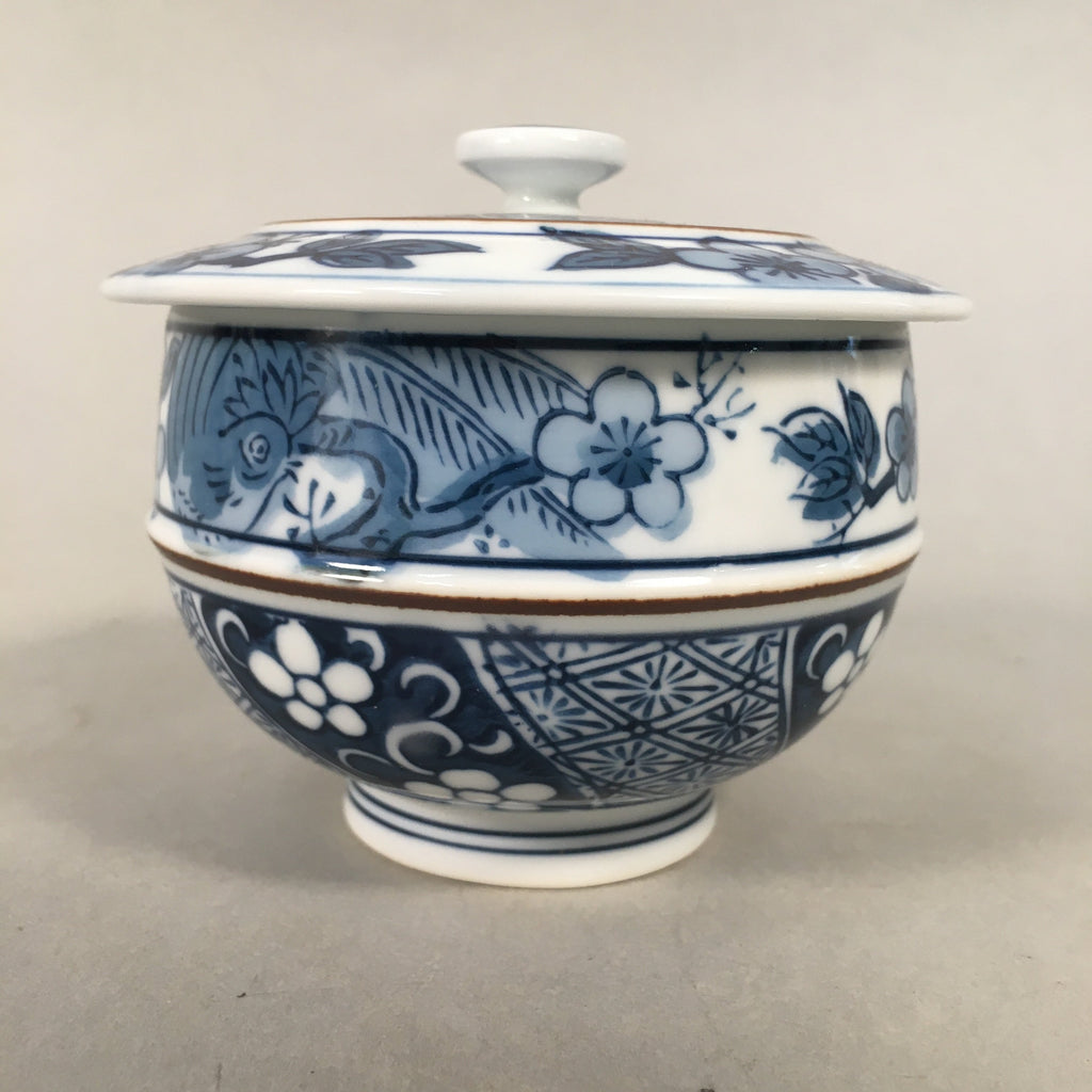 Japanese Porcelain Lidded Teacup Vtg Arita ware Yunomi Blue White Sencha PP414