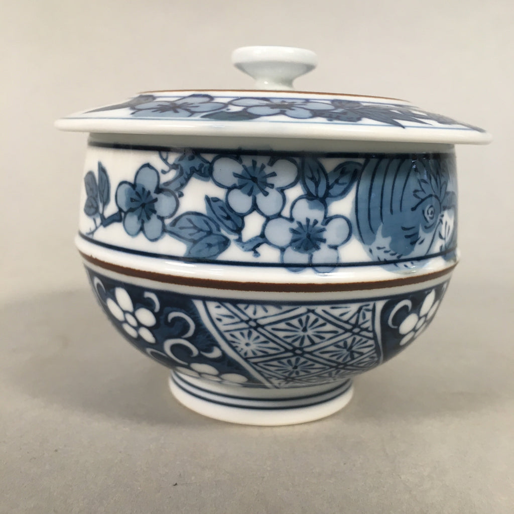 Japanese Porcelain Lidded Teacup Vtg Arita ware Yunomi Blue White Sencha PP414