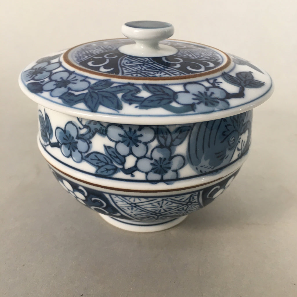 Japanese Porcelain Lidded Teacup Vtg Arita ware Yunomi Blue White Sencha PP414