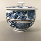 Japanese Porcelain Lidded Teacup Vtg Arita ware Yunomi Blue White Sencha PP415