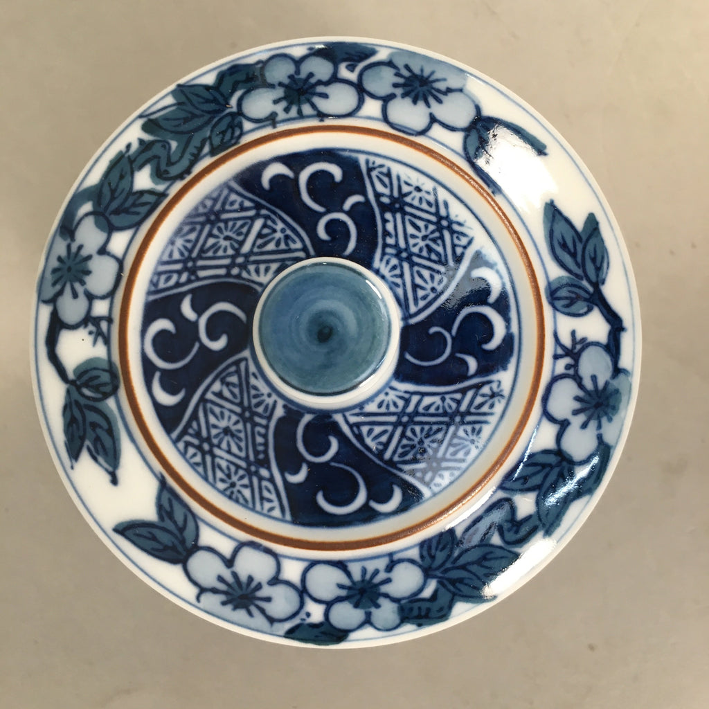 Japanese Porcelain Lidded Teacup Vtg Arita ware Yunomi Blue White Sencha PP415