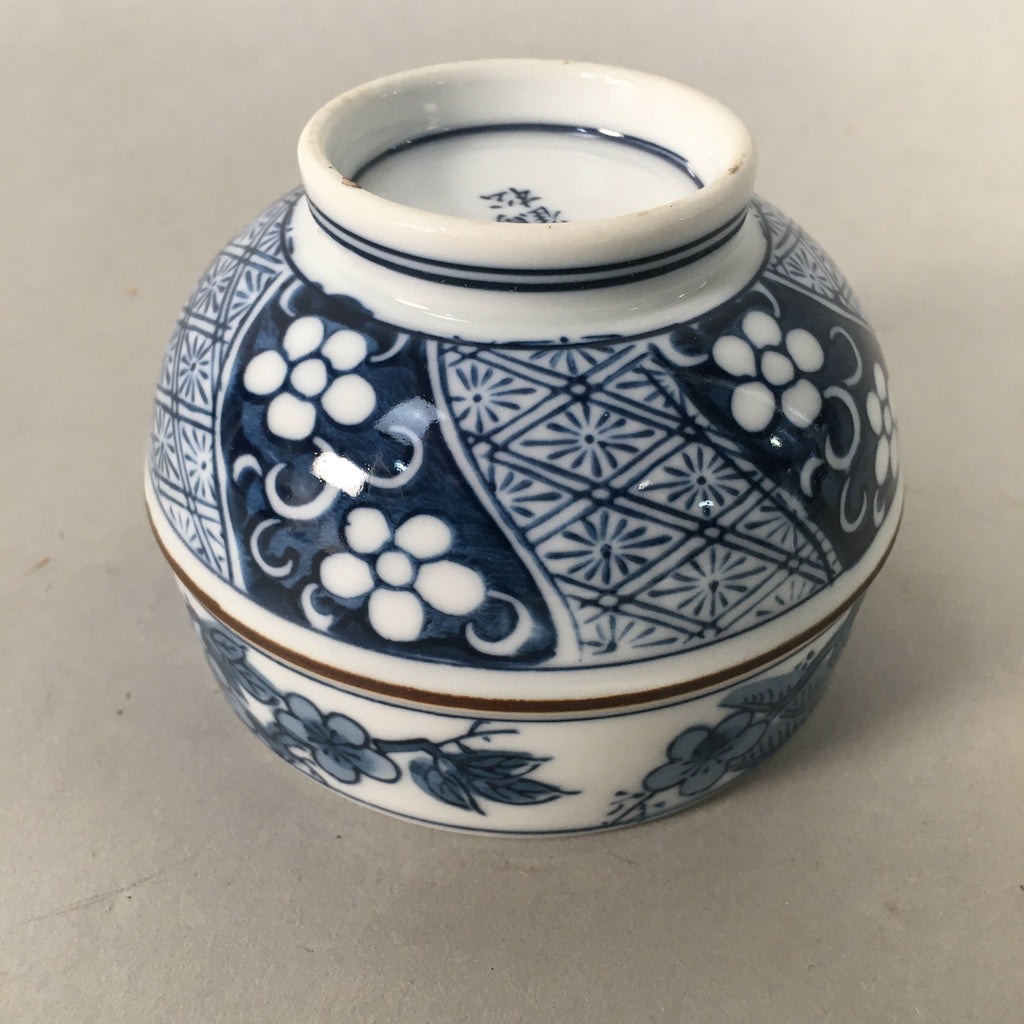 Japanese Porcelain Lidded Teacup Vtg Arita ware Yunomi Blue White Sencha PP416
