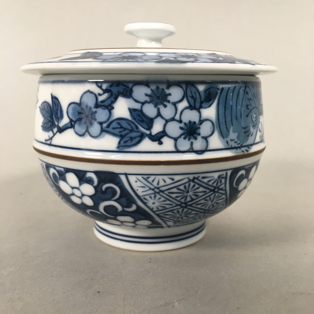 Japanese Porcelain Lidded Teacup Vtg Arita ware Yunomi Blue White Sencha PP416