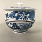Japanese Porcelain Lidded Teacup Vtg Arita ware Yunomi Blue White Sencha PP416