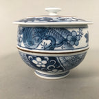 Japanese Porcelain Lidded Teacup Vtg Arita ware Yunomi Blue White Sencha PP416