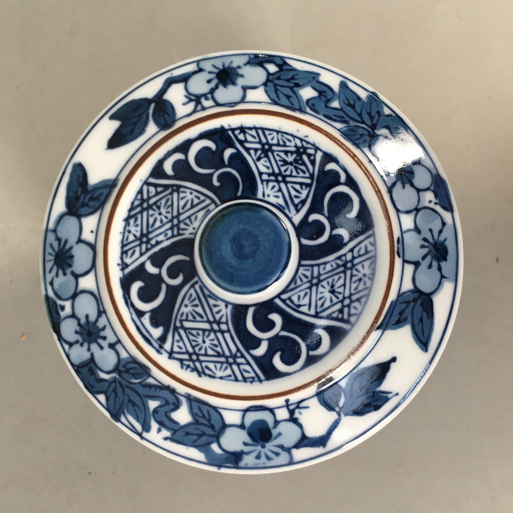 Japanese Porcelain Lidded Teacup Vtg Arita ware Yunomi Blue White Sencha PP416