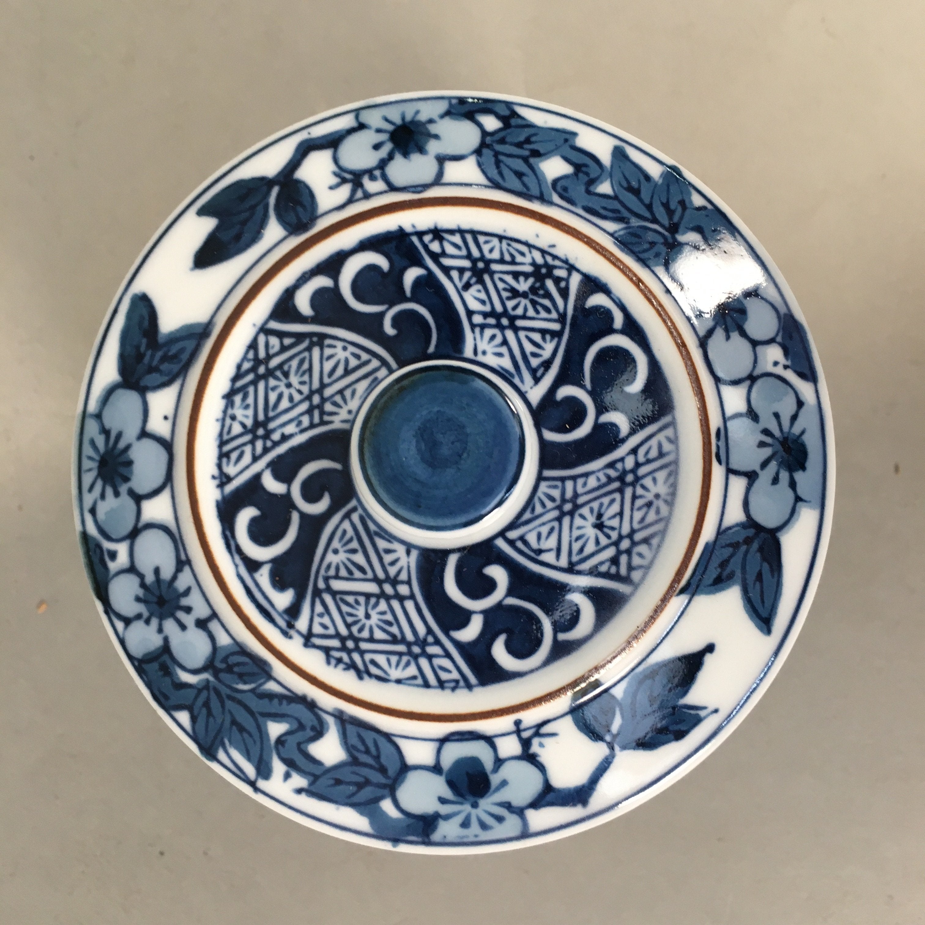 Japanese Porcelain Lidded Teacup Vtg Arita ware Yunomi Blue White Sencha PP416