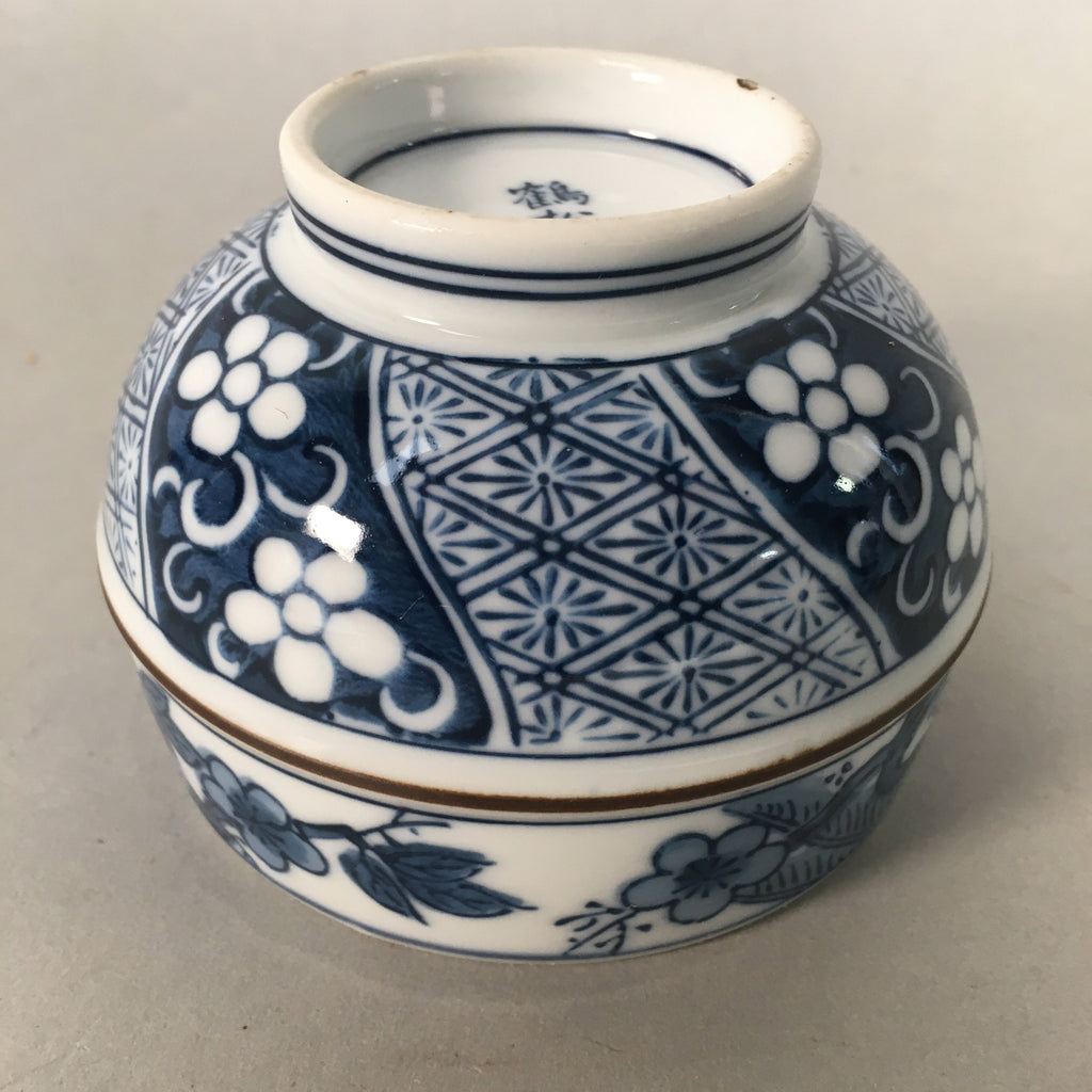 Japanese Porcelain Lidded Teacup Vtg Arita ware Yunomi Blue White Sencha PP416
