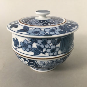 Japanese Porcelain Lidded Teacup Vtg Arita ware Yunomi Blue White Sencha PP416