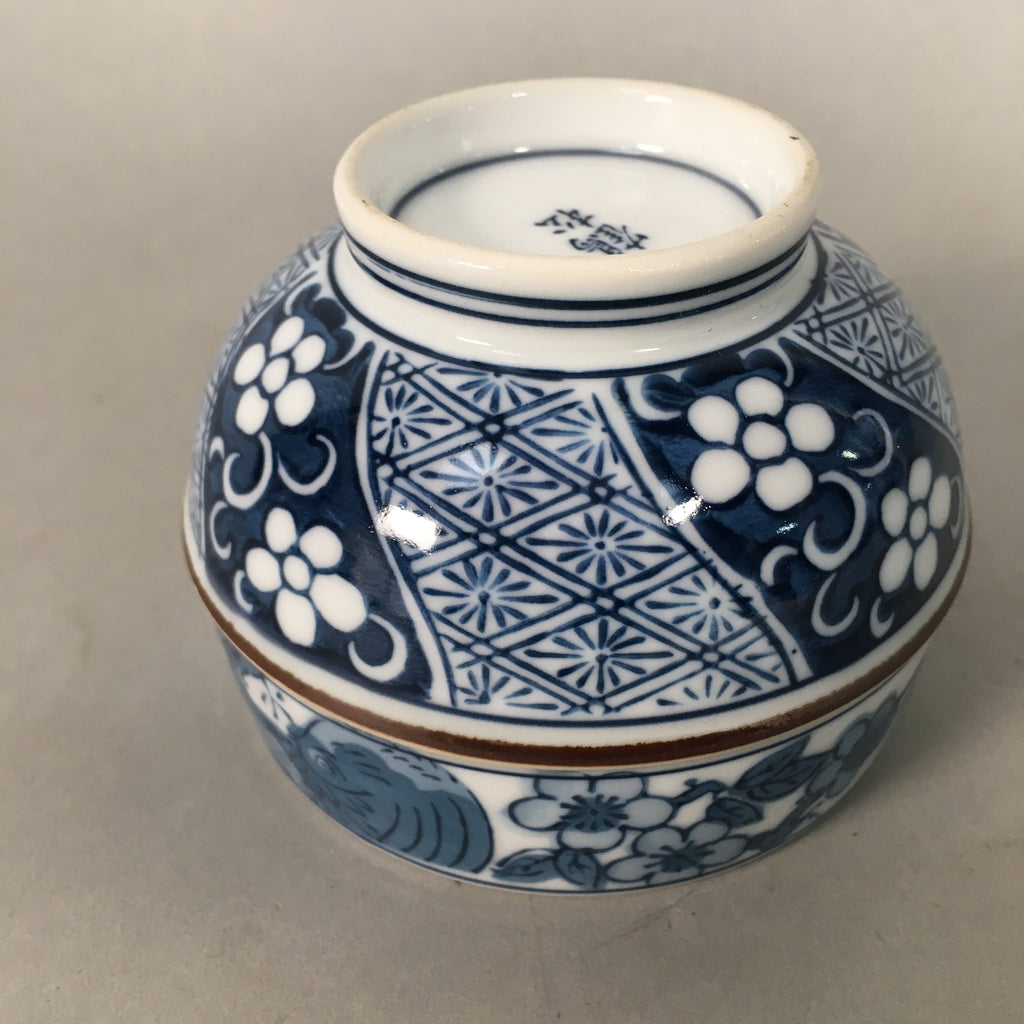Japanese Porcelain Lidded Teacup Vtg Arita ware Yunomi Blue White Sencha PP417
