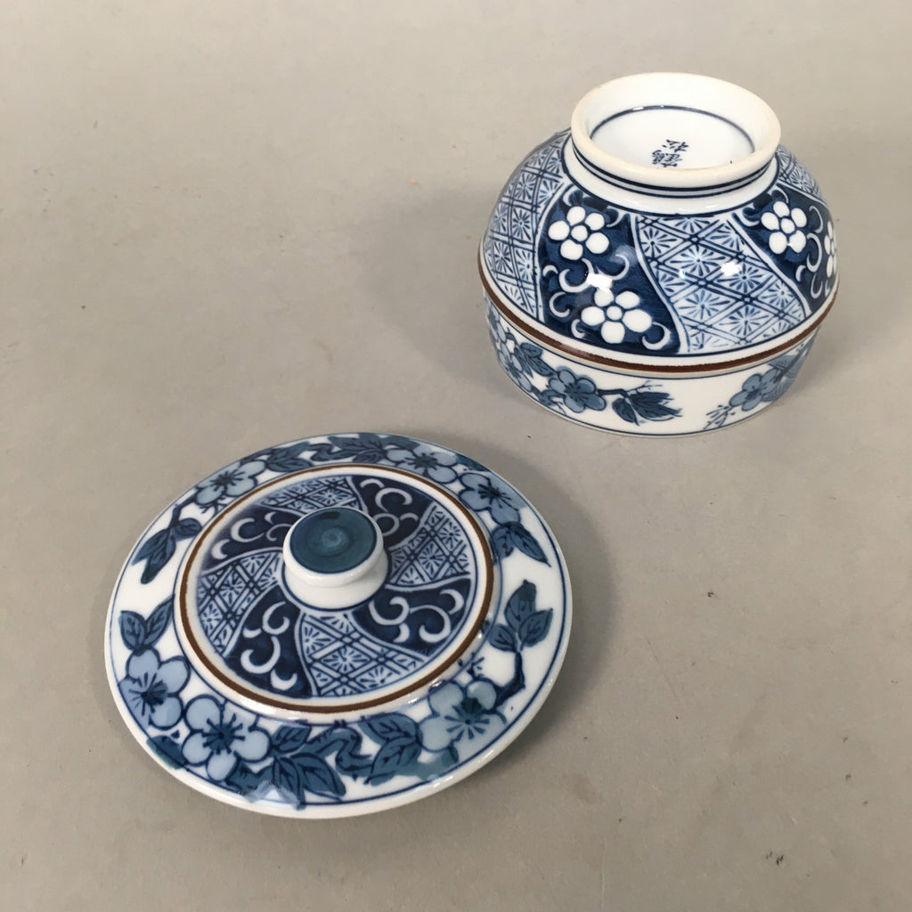 Japanese Porcelain Lidded Teacup Vtg Arita ware Yunomi Blue White Sencha PP417