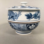 Japanese Porcelain Lidded Teacup Vtg Arita ware Yunomi Blue White Sencha PP417