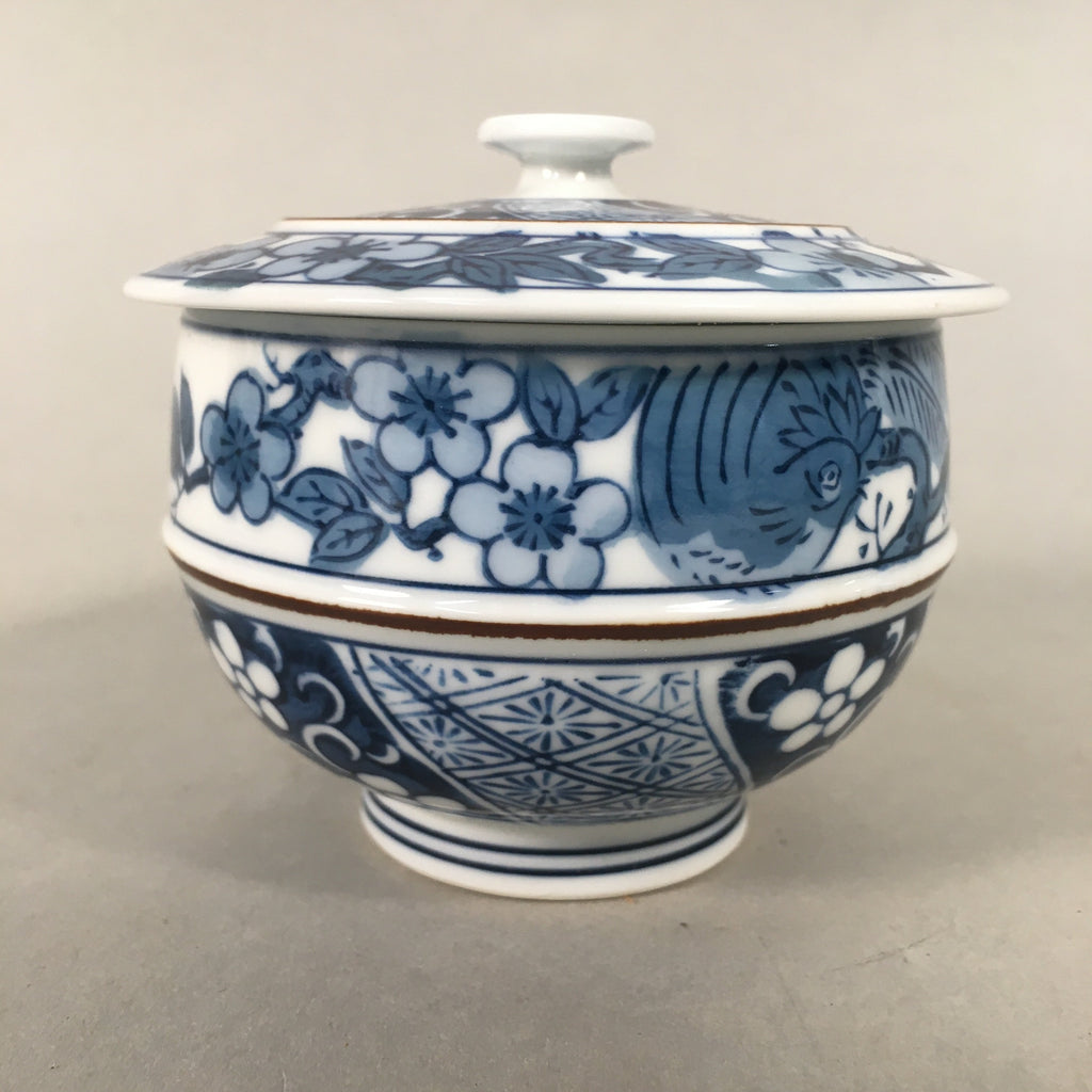 Japanese Porcelain Lidded Teacup Vtg Arita ware Yunomi Blue White Sencha PP417