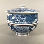 Japanese Porcelain Lidded Teacup Vtg Arita ware Yunomi Blue White Sencha PP417