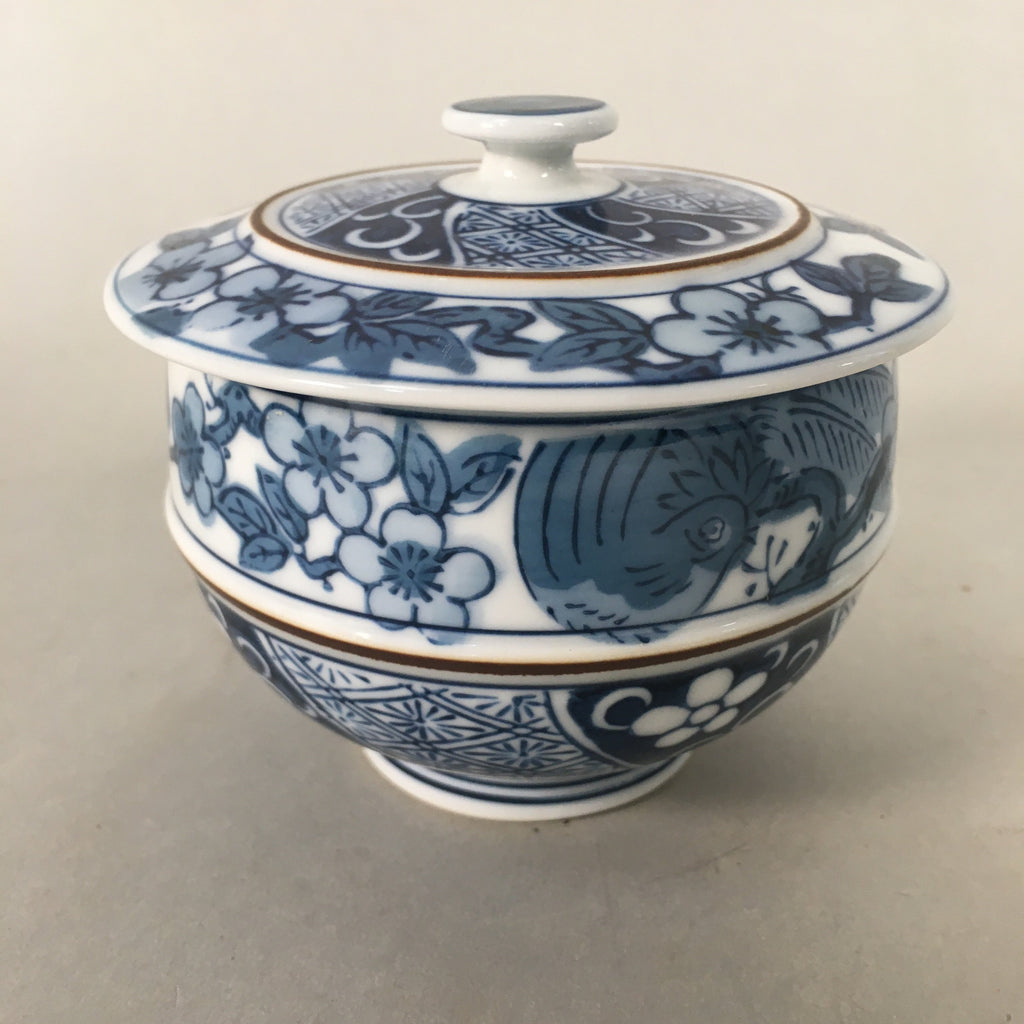 Japanese Porcelain Lidded Teacup Vtg Arita ware Yunomi Blue White Sencha PP417