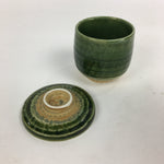 Japanese Porcelain Lidded Teacup Vtg Seto Akatsu Ware Oribe Glaze Sencha TC239