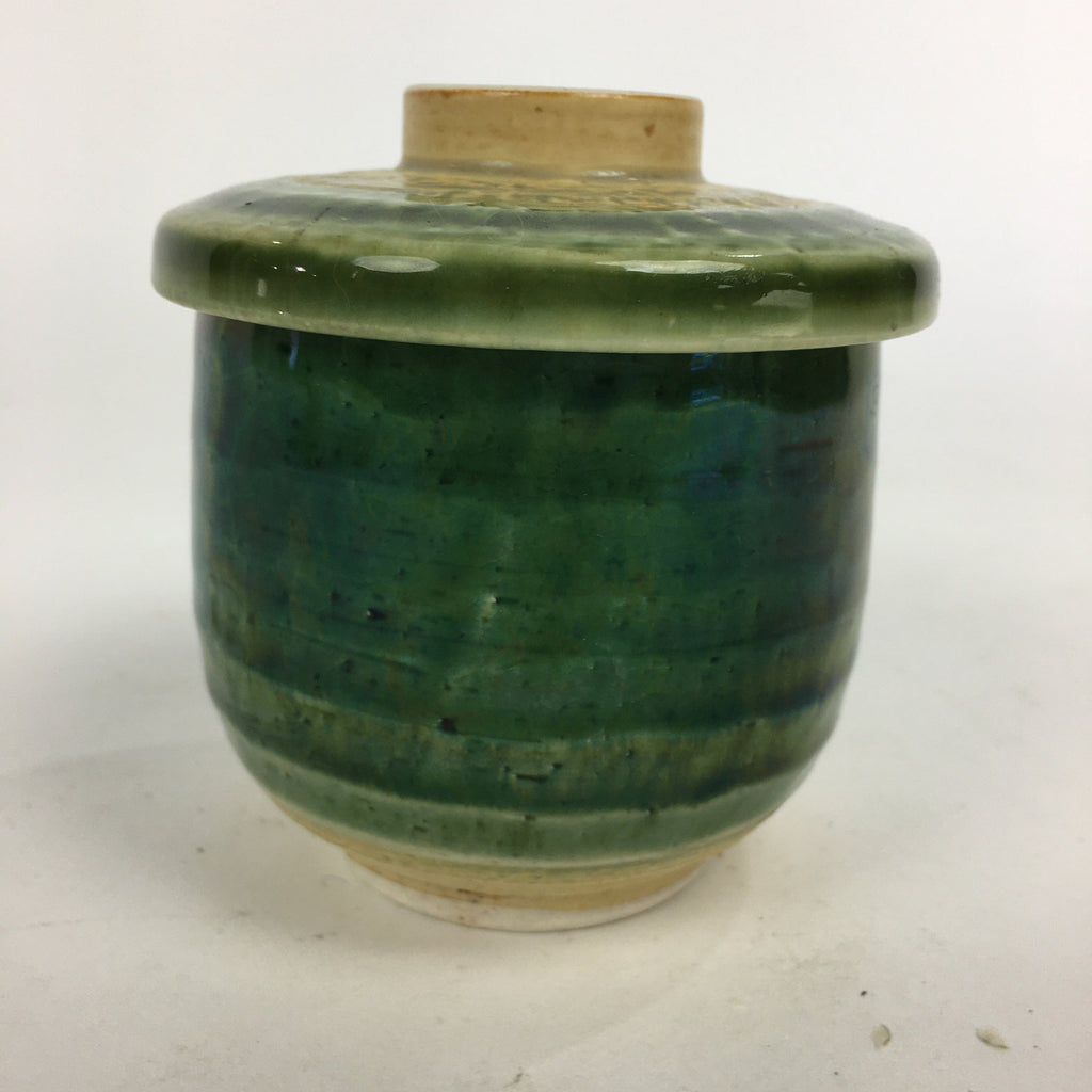 Japanese Porcelain Lidded Teacup Vtg Seto Akatsu Ware Oribe Glaze Sencha TC240