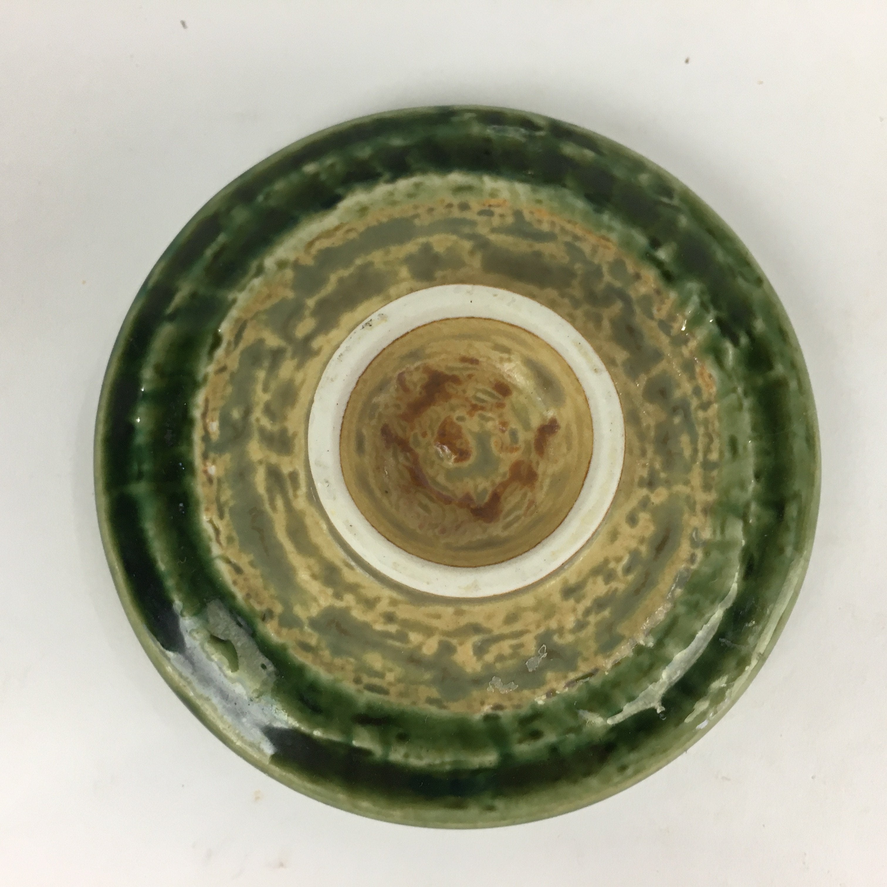 Japanese Porcelain Lidded Teacup Vtg Seto Akatsu Ware Oribe Glaze Sencha TC240