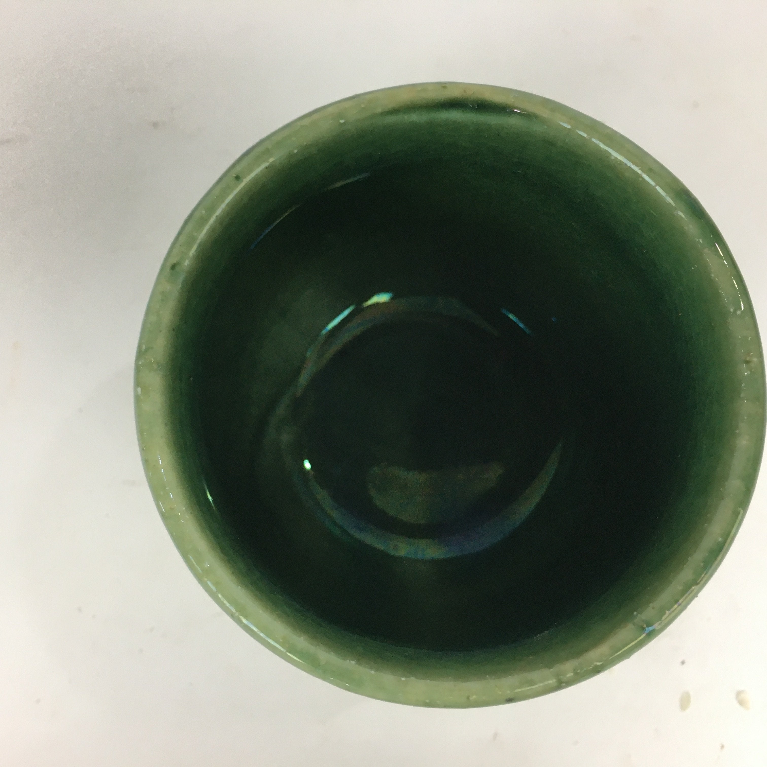 Japanese Porcelain Lidded Teacup Vtg Seto Akatsu Ware Oribe Glaze Sencha TC240
