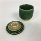 Japanese Porcelain Lidded Teacup Vtg Seto Akatsu Ware Oribe Glaze Sencha TC240