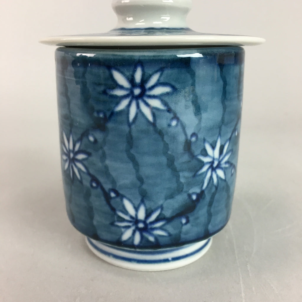 Japanese Porcelain Lidded Teacup Vtg Sometsuke Yunomi Blue White Sencha PT261