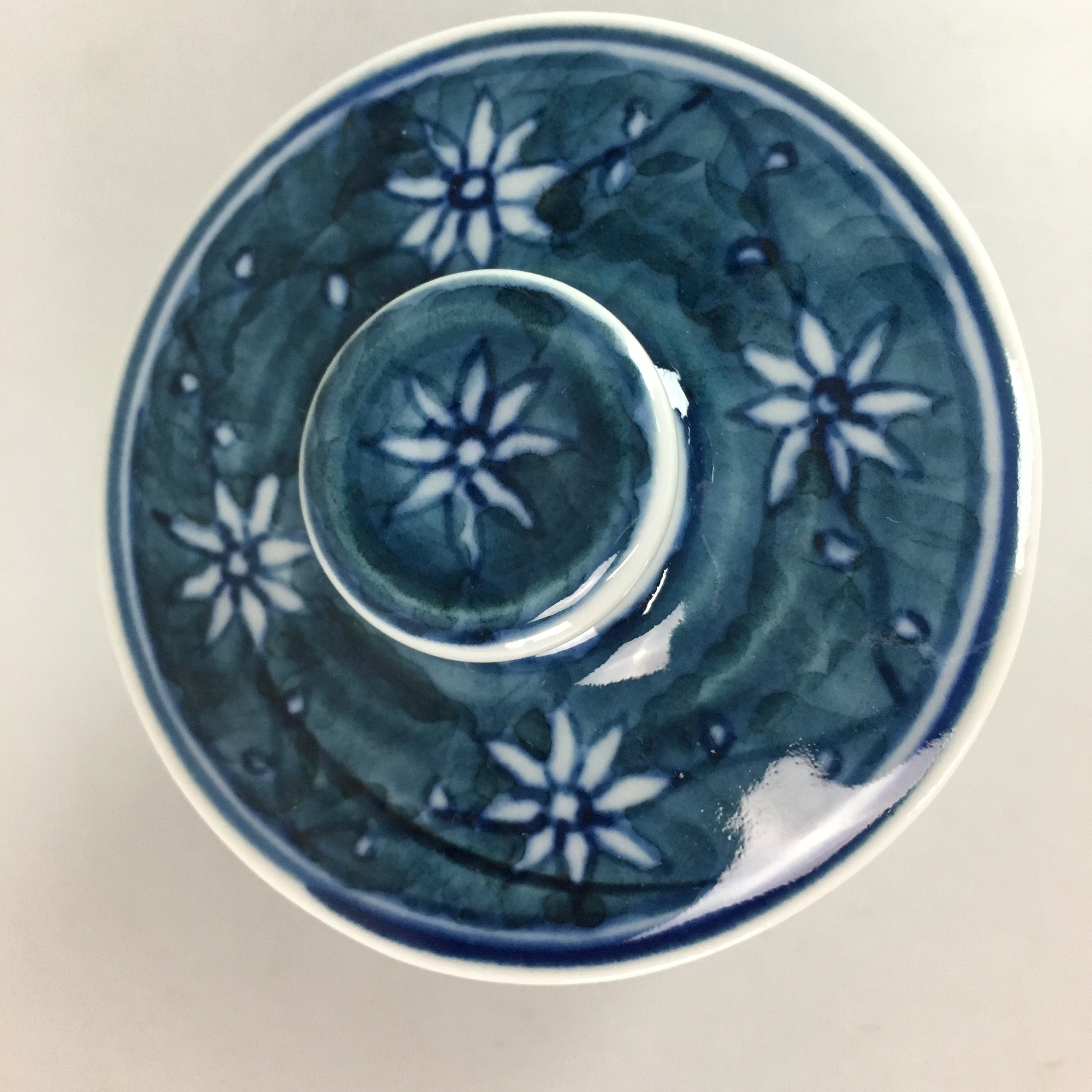 Japanese Porcelain Lidded Teacup Vtg Sometsuke Yunomi Blue White Sencha PT261
