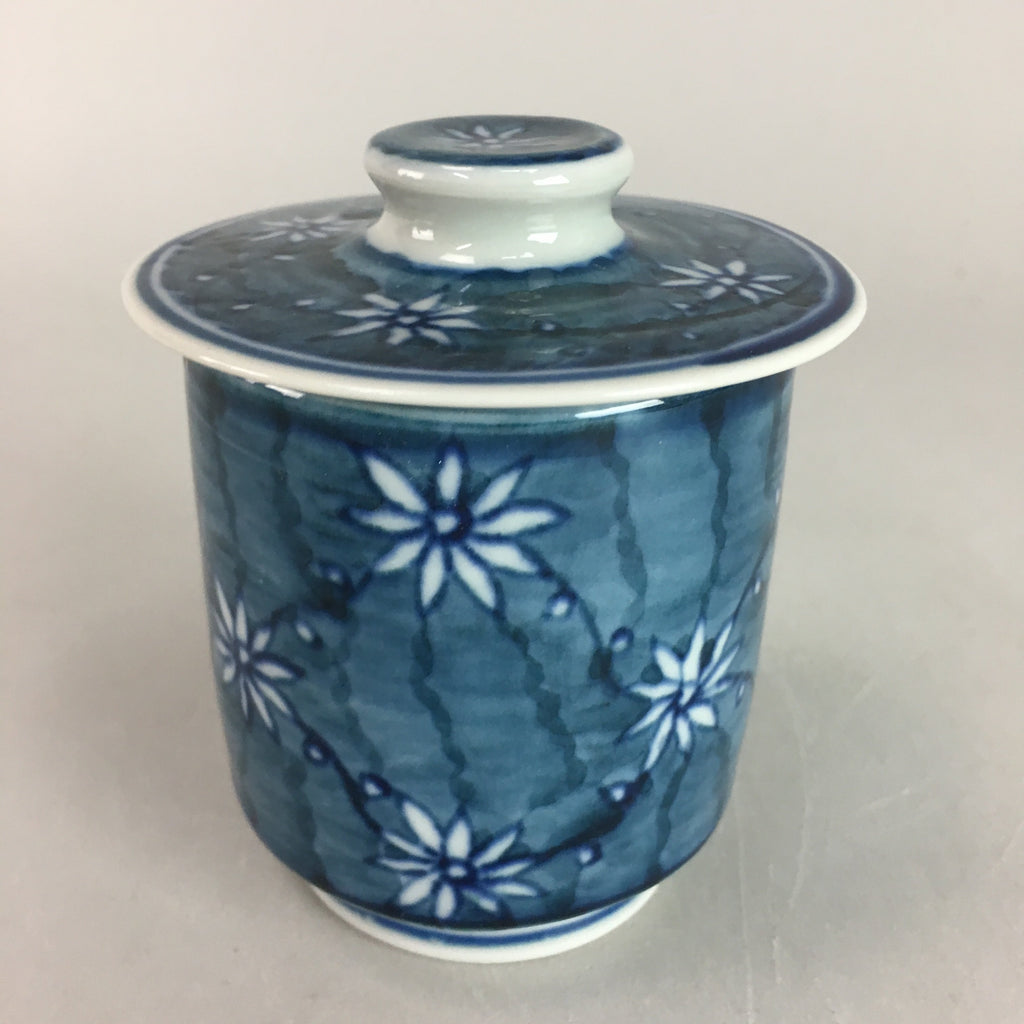 Japanese Porcelain Lidded Teacup Vtg Sometsuke Yunomi Blue White Sencha PT261