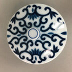 Japanese Porcelain Lidded Teacup Vtg Yunomi Arabesque Blue White Sometsuke QT79