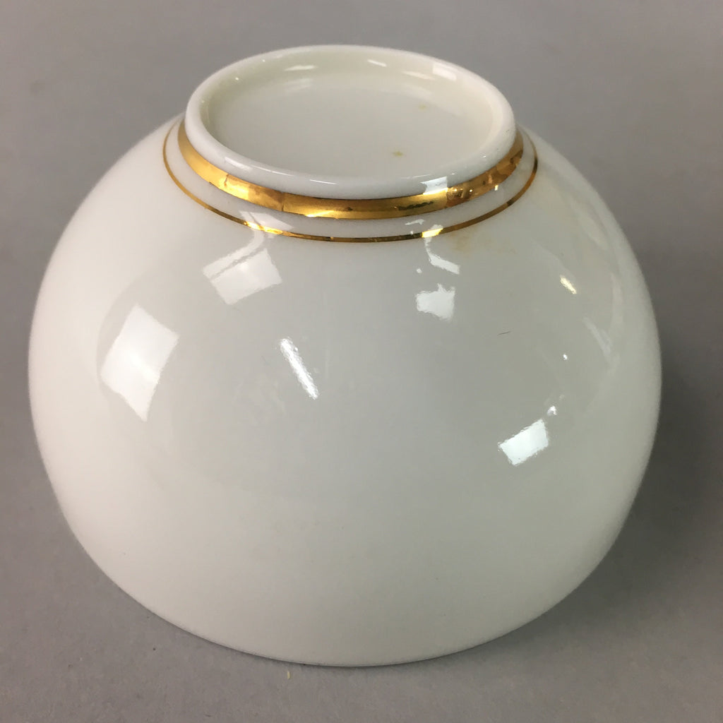 Japanese Porcelain Lidded Teacup Vtg Yunomi Floral Iris Flower Gold QT53