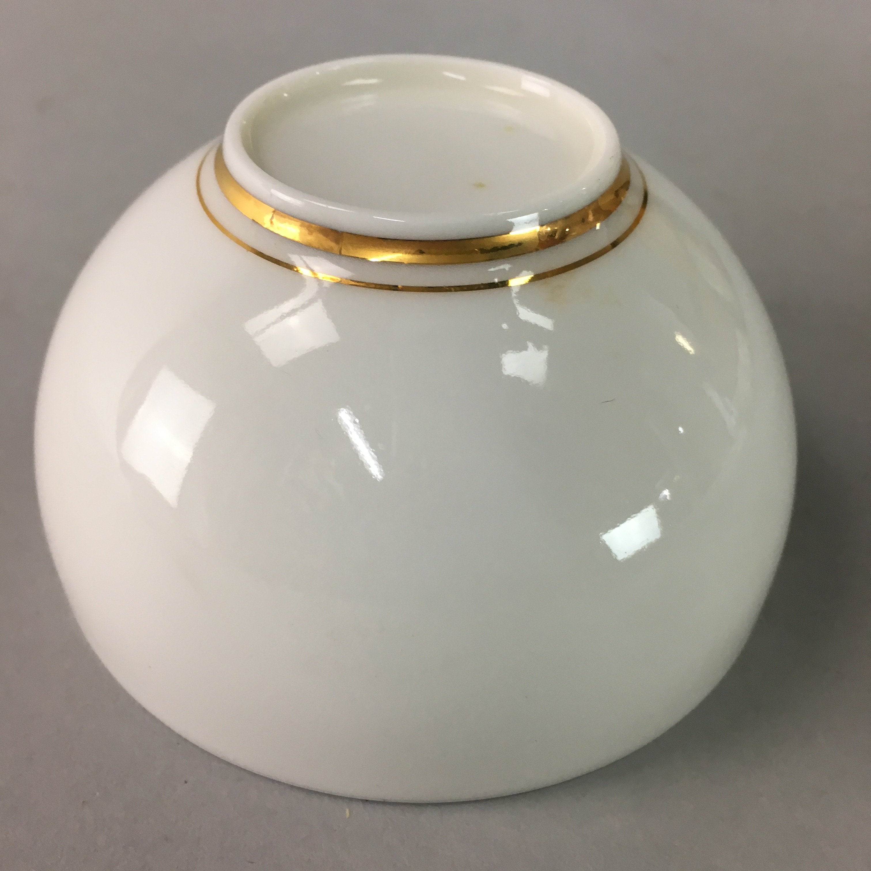 Japanese Porcelain Lidded Teacup Vtg Yunomi Floral Iris Flower Gold QT53