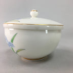Japanese Porcelain Lidded Teacup Vtg Yunomi Floral Iris Flower Gold QT53